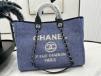 CC DEAUVILLE LARGE 38 TOTE BAG IN VIOLET PURPLE CANVAS WITH WHITE LOGO - Image 3