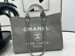 CC DEAUVILLE LARGE 38 TOTE BAG IN GREY CANVAS WITH WHITE LOGO - Image 3