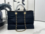 CC DEAUVILLE LARGE 38 TOTE BAG IN BLACK CANVAS WITH GOLD EMBROIDERED LOGO - Image 3
