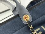 CC DEAUVILLE LARGE 38 TOTE BAG IN BLACK CANVAS WITH GOLD EMBROIDERED LOGO - Image 8