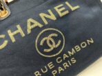 CC DEAUVILLE LARGE 38 TOTE BAG IN BLACK CANVAS WITH GOLD EMBROIDERED LOGO - Image 5