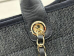 CC DEAUVILLE LARGE 38 TOTE BAG IN BLACK CANVAS WITH WHITE LOGO EMBROIDERED - Image 5