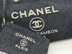 CC DEAUVILLE LARGE 38 TOTE BAG IN BLACK CANVAS WITH WHITE LOGO EMBROIDERED - Image 6