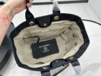 CC DEAUVILLE LARGE 38 TOTE BAG IN BLACK CANVAS WITH WHITE LOGO EMBROIDERED - Image 8