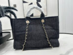 CC DEAUVILLE LARGE 38 TOTE BAG IN BLACK CANVAS WITH WHITE LOGO EMBROIDERED - Image 4