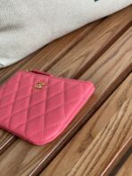 CC CLASSIC SMALL 15 ZIPPED POUCH IN BLUSH RED GRAINED CALFSKIN - Image 7