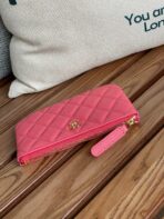 CC CLASSIC SMALL 15 ZIPPED POUCH IN BLUSH RED GRAINED CALFSKIN - Image 6