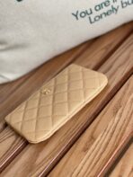 CC CLASSIC SMALL 15 ZIPPED POUCH IN DARK BEIGE GRAINED CALFSKIN - Image 8