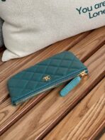 CC CLASSIC SMALL 15 ZIPPED POUCH IN PINE GREEN GRAINED CALFSKIN - Image 7