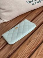 CC CLASSIC SMALL 15 ZIPPED POUCH IN SKY BLUE GRAINED CALFSKIN - Image 5