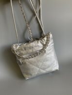 CC HOBO MINI 20CM SILVER LAMBSKIN - Image 5