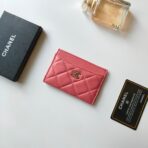 CC CARD HOLDER 11.2 BLUSH PINK CALFSKIN GOLD ICON - Image 2