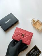 CC CARD HOLDER 11.2 BLUSH PINK CALFSKIN GOLD ICON - Image 4