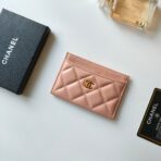 CC CARD HOLDER 11.2 PALE PINK CALFSKIN GOLD ICON - Image 2