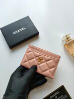 CC CARD HOLDER 11.2 PALE PINK CALFSKIN GOLD ICON - Image 4