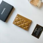 CC CARD HOLDER 11.2 AMBER GRAINED CALFSKIN GOLD ICON - Image 2