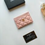 CC CARD HOLDER 11.2 PALE PINK GRAINED CALFSKIN GOLD ICON - Image 2