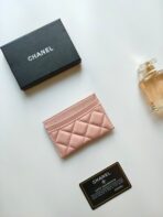 CC CARD HOLDER 11.2 PALE PINK GRAINED CALFSKIN GOLD ICON - Image 6