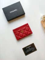 CC CARD HOLDER 11.2 RED GRAINED CALFSKIN GOLD ICON - Image 3