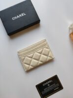 CC CARD HOLDER 11.2 CREAM GRAINED CALFSKIN GOLD ICON - Image 6