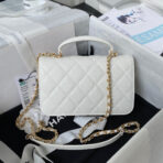 CC SMALL 20 FLAP BAG IN WHITE CALFSKIN GOLD HARDWARE - Image 3