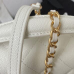CC SMALL 20 FLAP BAG IN WHITE CALFSKIN GOLD HARDWARE - Image 8