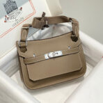 HM JYPSIERE SHOULDER BAG 23 IN WOOD BROWN  SILVER HARDWARE