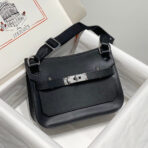 HM JYPSIERE SHOULDER BAG 23 IN NAVY BLUE  SILVER HARDWARE