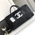 CC TRAVEL BAG 45 IN BLACK CANVAS WITH WHITE LOGO - Image 2
