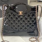 CC MINI 23 SHOPPING BAG IN GLOSSY BLACK CALFSKIN - Image 2