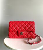 MINI RECTANGLE FLAP BAG 20CM RED CAVIAR SILVER HARDWARE - Image 8