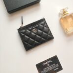 CC ZIPPED CARD HOLDER 11.5 BLACK CALFSKIN GOLD ICON - Image 2