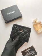 CC ZIPPED CARD HOLDER 11.5 BLACK CALFSKIN GOLD ICON - Image 3
