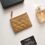 CC ZIPPED CARD HOLDER 11.5 AMBER GRAINED CALFSKIN GOLD ICON - Image 2