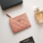 CC ZIPPED CARD HOLDER 11.5 PEACH GRAINED CALFSKIN GOLD ICON - Image 2