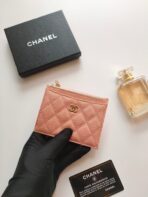 CC ZIPPED CARD HOLDER 11.5 PEACH GRAINED CALFSKIN GOLD ICON - Image 3