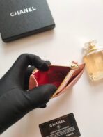 CC ZIPPED CARD HOLDER 11.5 PEACH GRAINED CALFSKIN GOLD ICON - Image 4