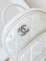 BACKPACK 22 IN WHITE FABRIC SILVER HARDWARE - Image 9