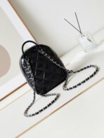 BACKPACK 22 IN BLACK FABRIC SILVER HARDWARE - Image 7