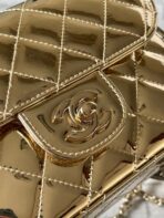 CC MINI 19 FLAP BAG IN GOLDEN METALLIC CALFSKIN - Image 6