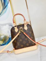 ALMA BACKPACK 20 IN BROWN MONOGRAM CANVAS AND BEIGE CALFSKIN TRIM GOLD BUCKLE - Image 10