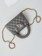 CC KELLY MINI 19 SHOPPING BAG IN WOOD BROWN CALFSKIN - Image 4