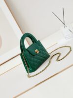 CC KELLY MINI 19 SHOPPING BAG IN GREEN FOREST CALFSKIN - Image 5