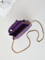 CC KELLY MINI 19 SHOPPING BAG IN INDIGO PURPLE CALFSKIN - Image 9