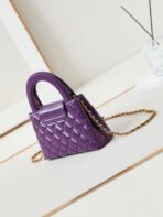CC KELLY MINI 19 SHOPPING BAG IN INDIGO PURPLE CALFSKIN - Image 4
