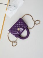 CC KELLY MINI 19 SHOPPING BAG IN INDIGO PURPLE CALFSKIN - Image 5