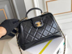 CC MEDIUM 23 BAG WITH HANDLE IN BLACK LAMBSKIN - Image 3