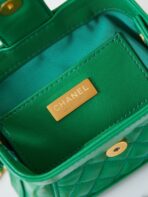 MINI TOP HANDLE BAG 13 IN GREEN OIL-WAX LAMBSKIN GOLD HARDWARE - Image 4