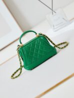 MINI TOP HANDLE BAG 13 IN GREEN OIL-WAX LAMBSKIN GOLD HARDWARE - Image 5