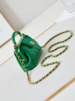 MINI TOP HANDLE BAG 13 IN GREEN OIL-WAX LAMBSKIN GOLD HARDWARE - Image 3